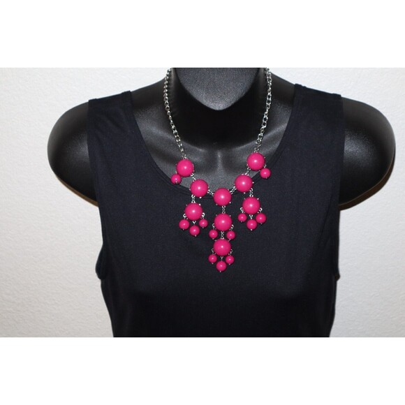 Lot of 3 STATEMENT Necklaces Blues & Pink/Red Cabochon Bubble Bib Chunky 17"+ - Picture 11 of 11